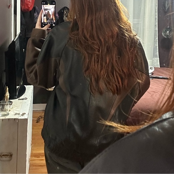 REED BROWN AND BLACK LEATHER JACKET - Picture 2 of 8